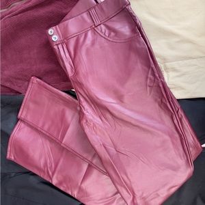 Red / Burgandy Faux Leather Pants with Butt Enhancer! Size XL